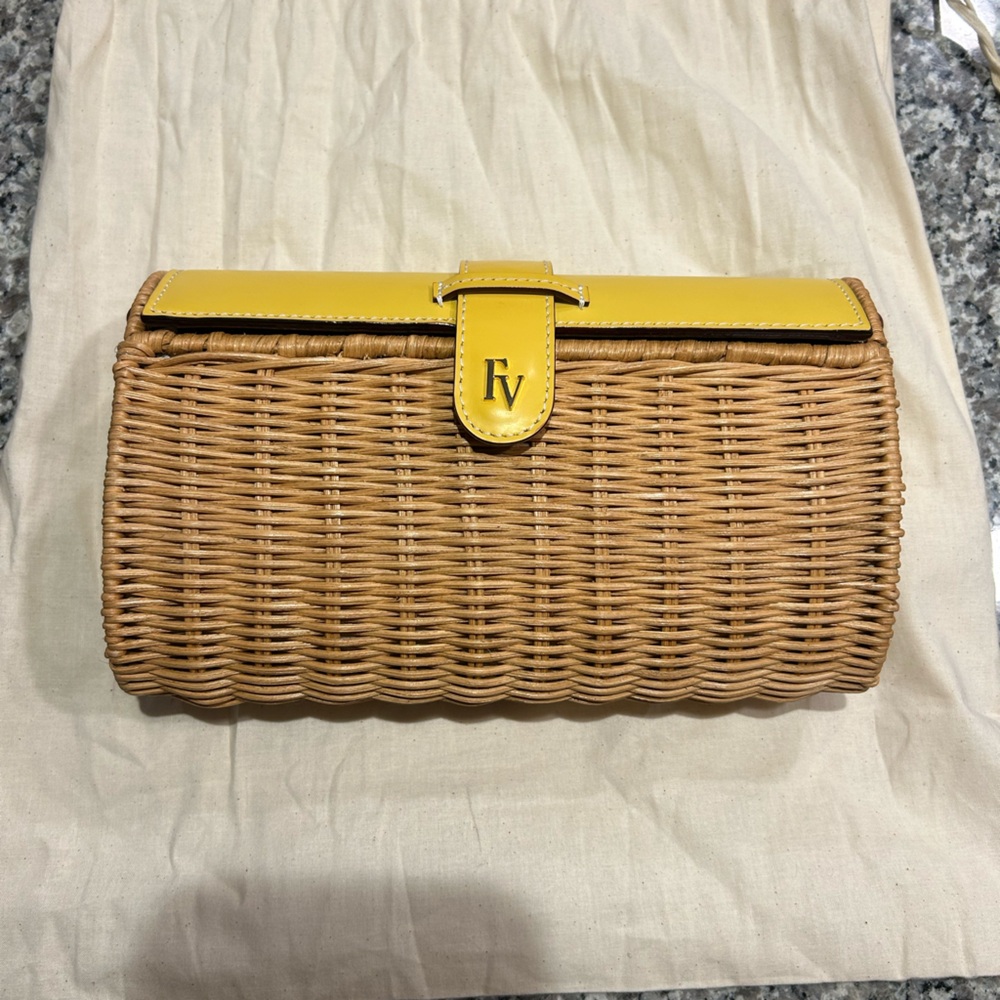 Frances Valentine Betsy Wicker Basket Bag Yellow